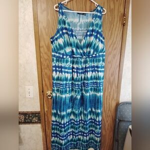 Notations Blue and Teal Tie-Dye Maxi Dress